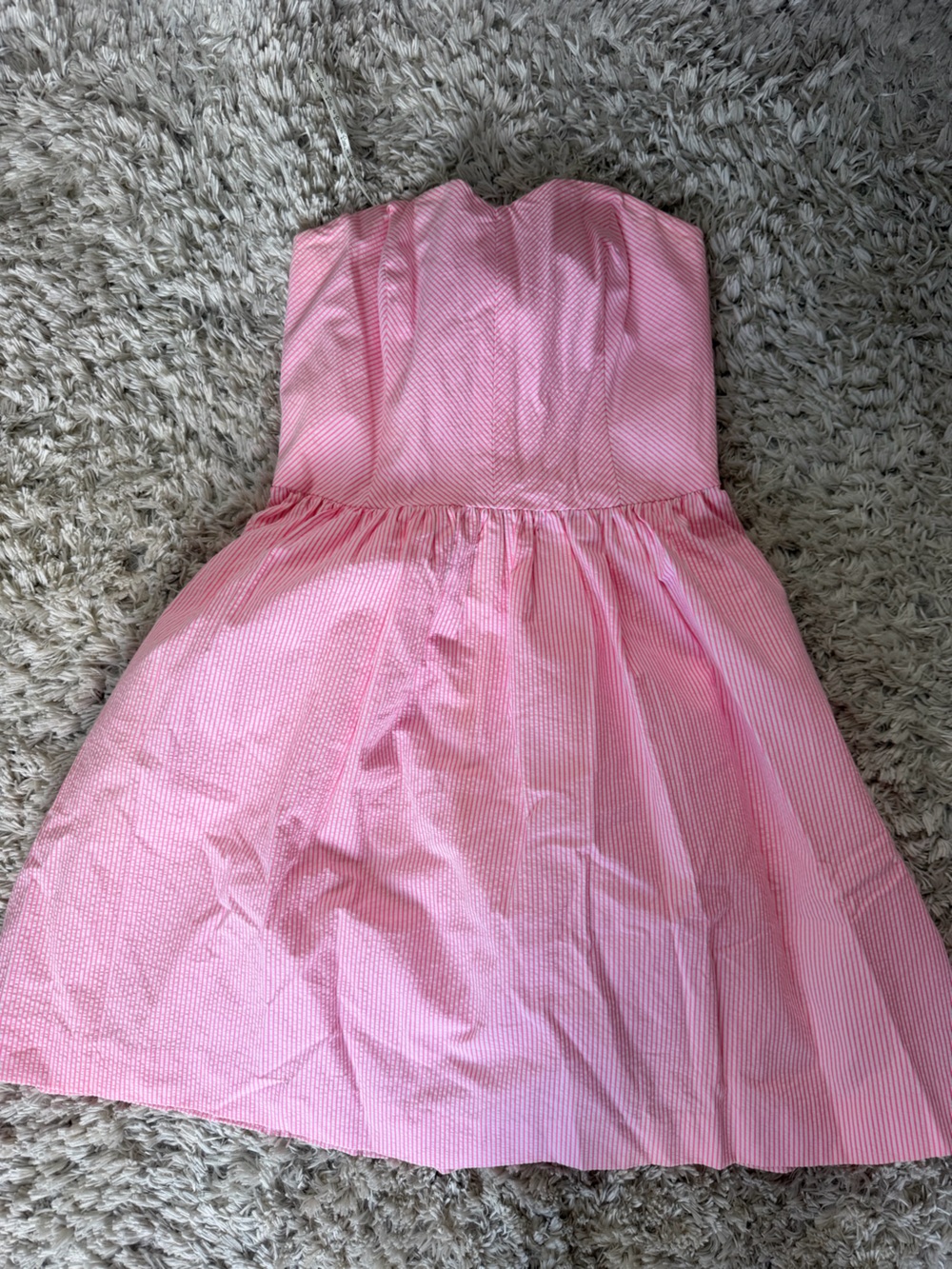 Lilly Pulitzer Richelle Strapless Dress Pink & White Striped Seersucker Sz 2